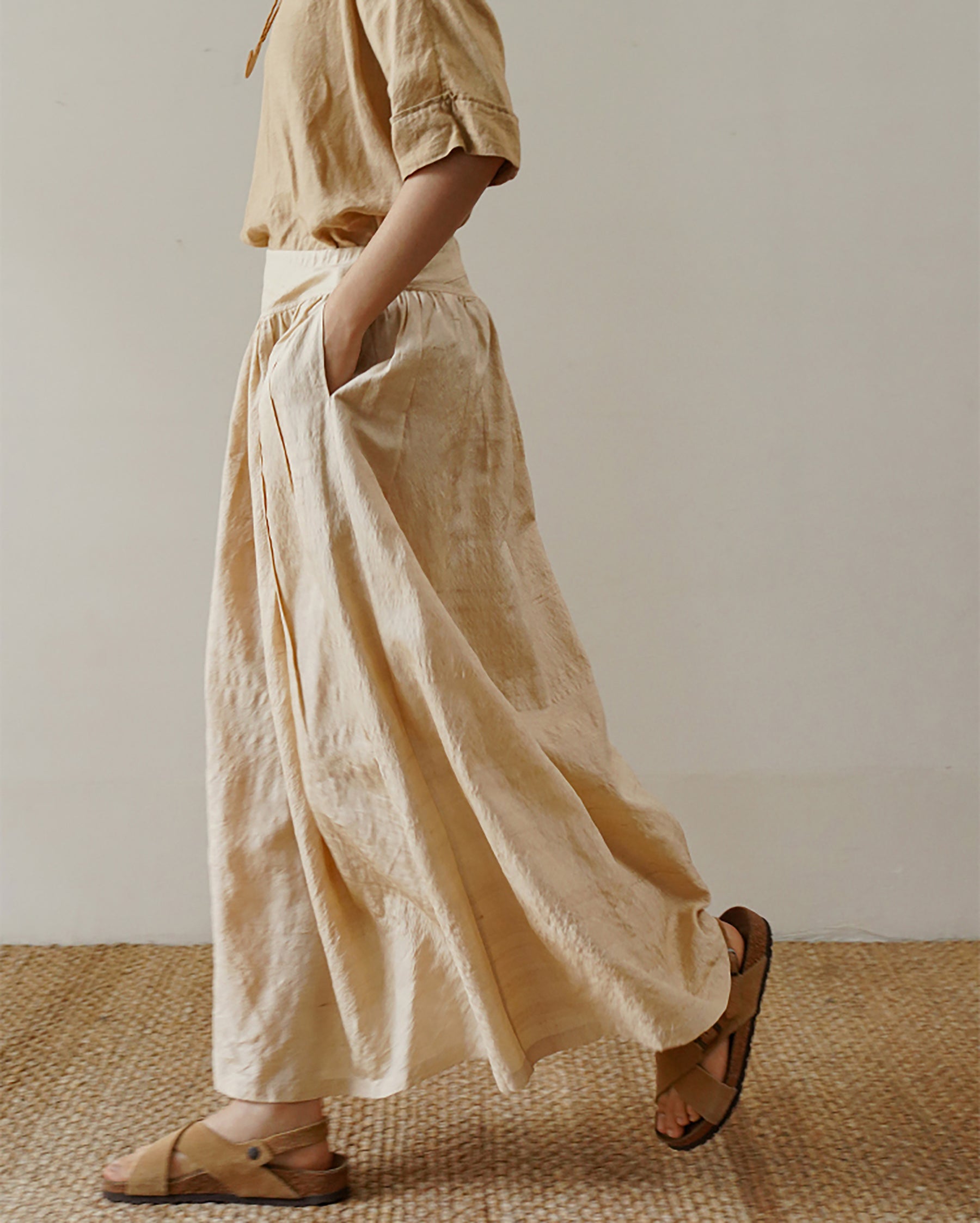 edoa Dupioni Tussah Silk A-line Skirt