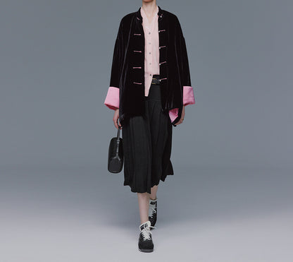 edoa Black Silk Velvet Puffer Jacket