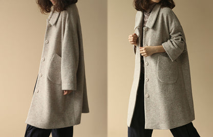 edoa Loose Boxy Boiled Wool Coat