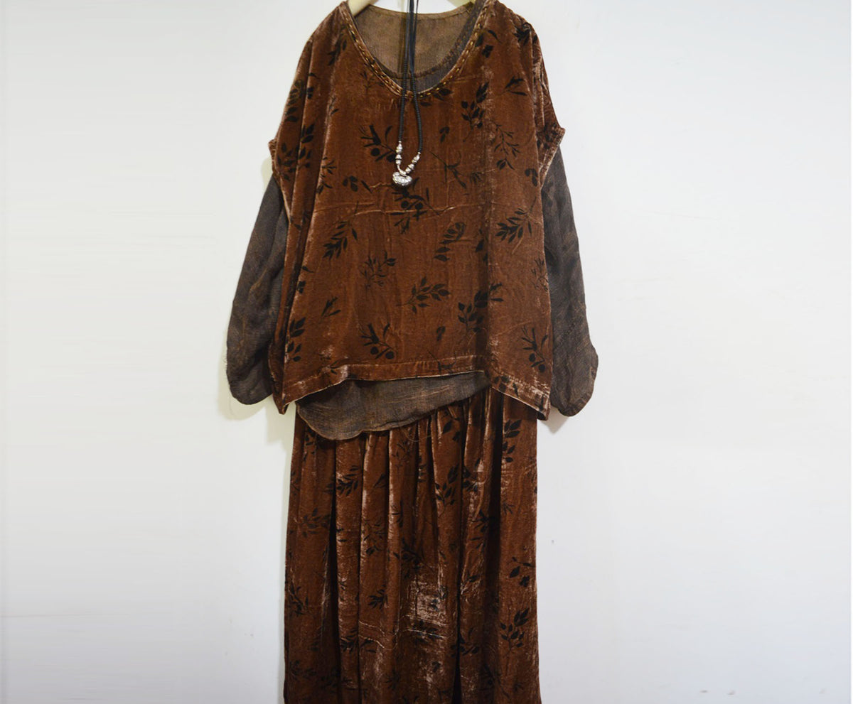 Loose Plant Dyed Silk Velvet Vest to0325 X018
