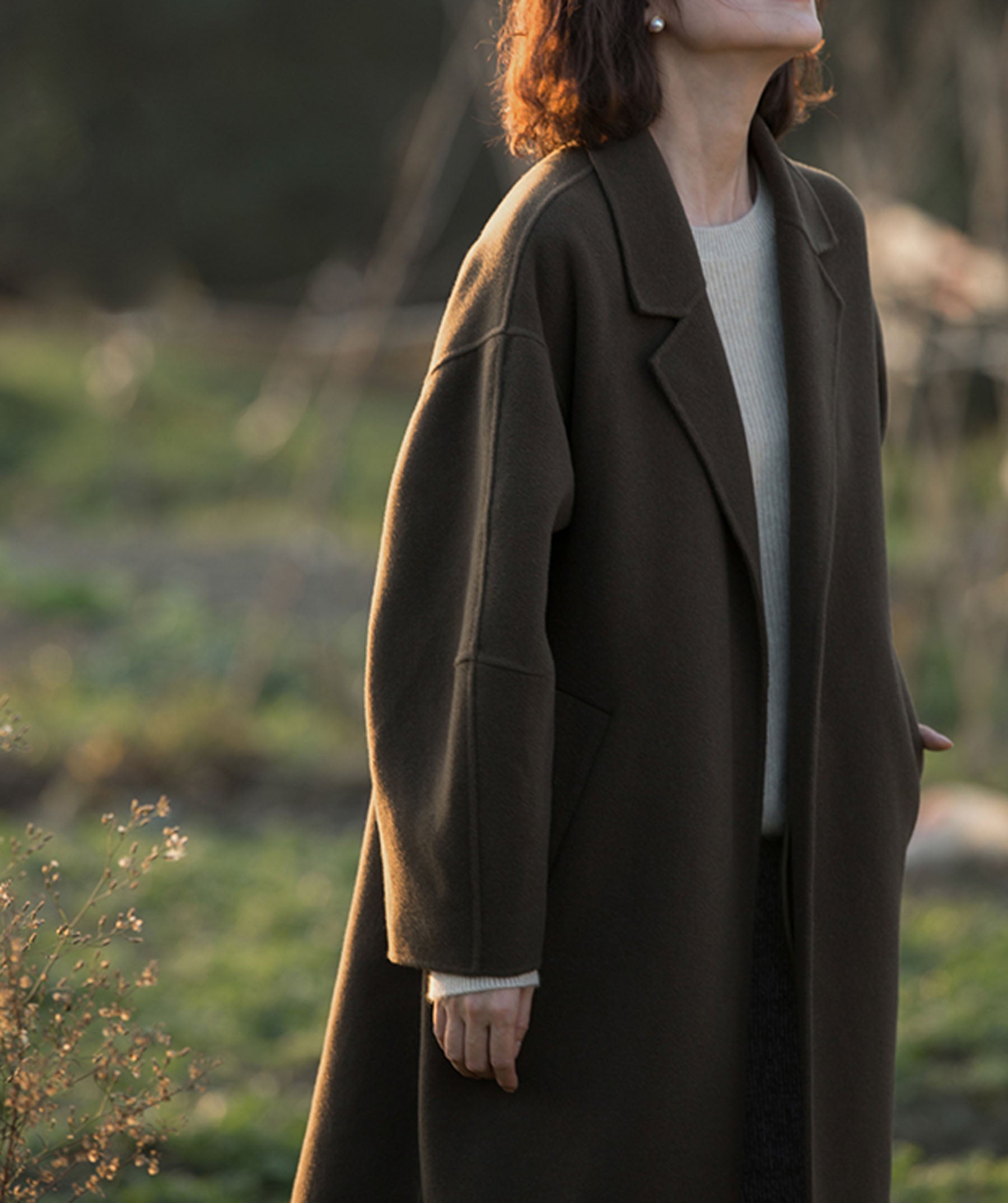 edoa Minimalist Double-faced Wool Cashmere Maxi Coat 