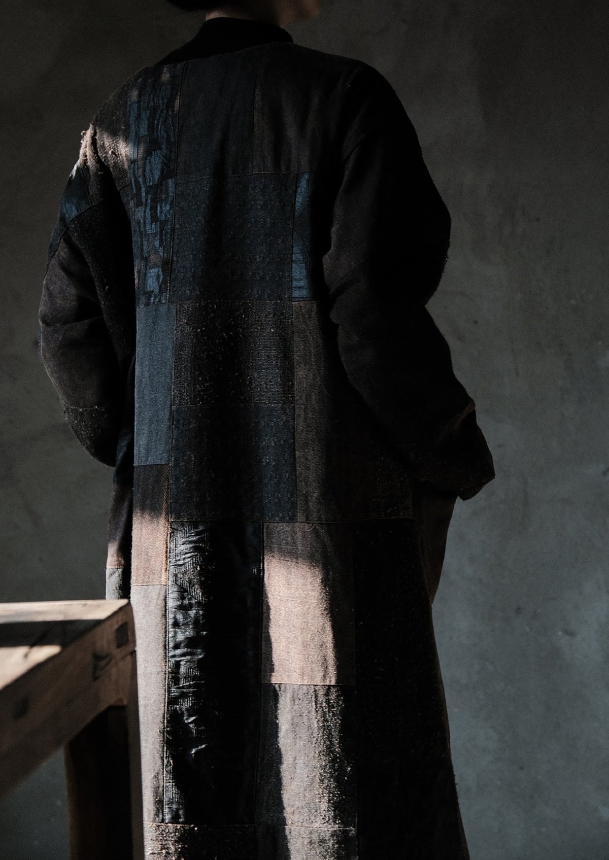 edoa Mud Tussah Silk Goose Padded Patchwork Gown