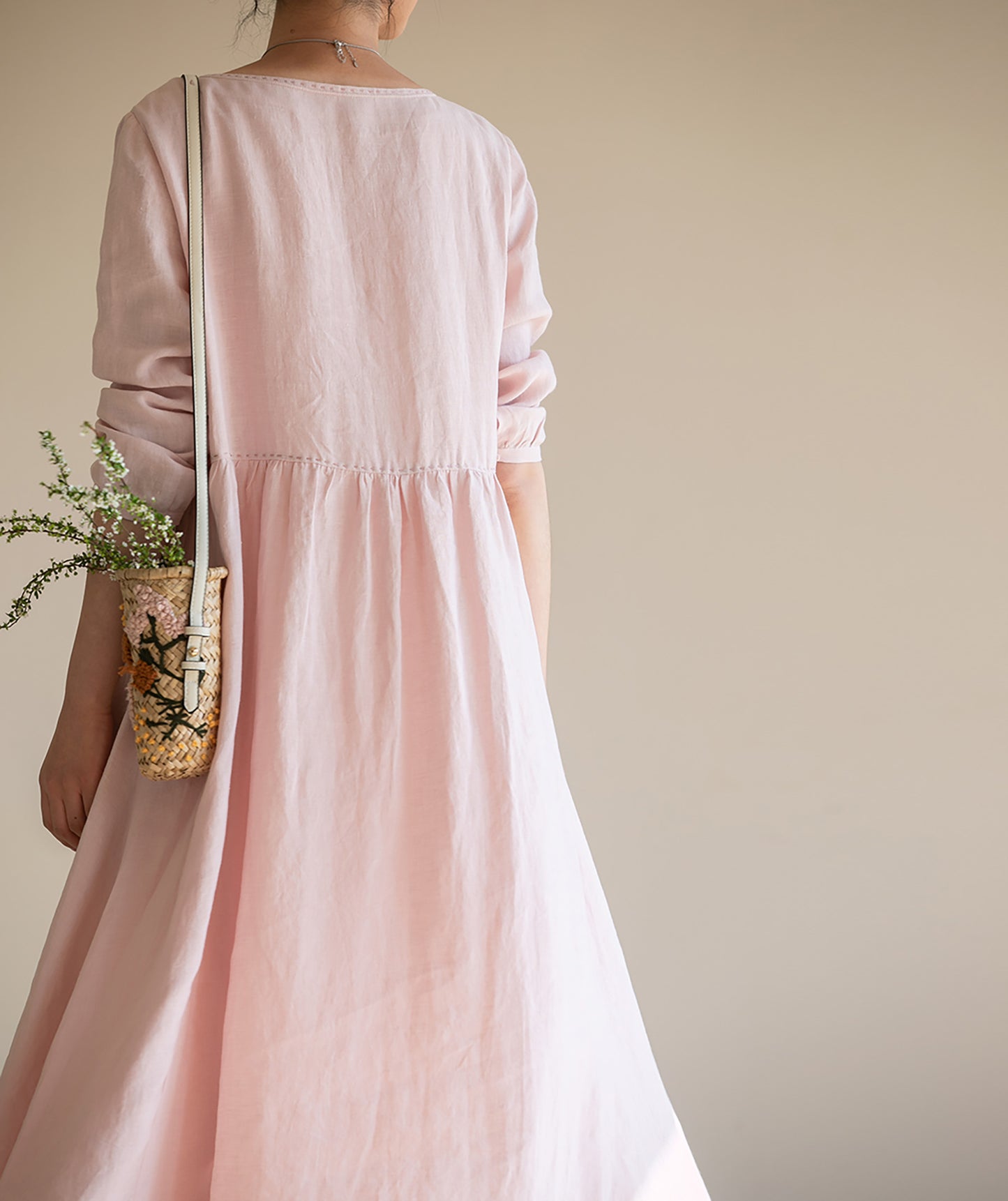 edoa Loose Fit Higher Waist Hemp Dress 