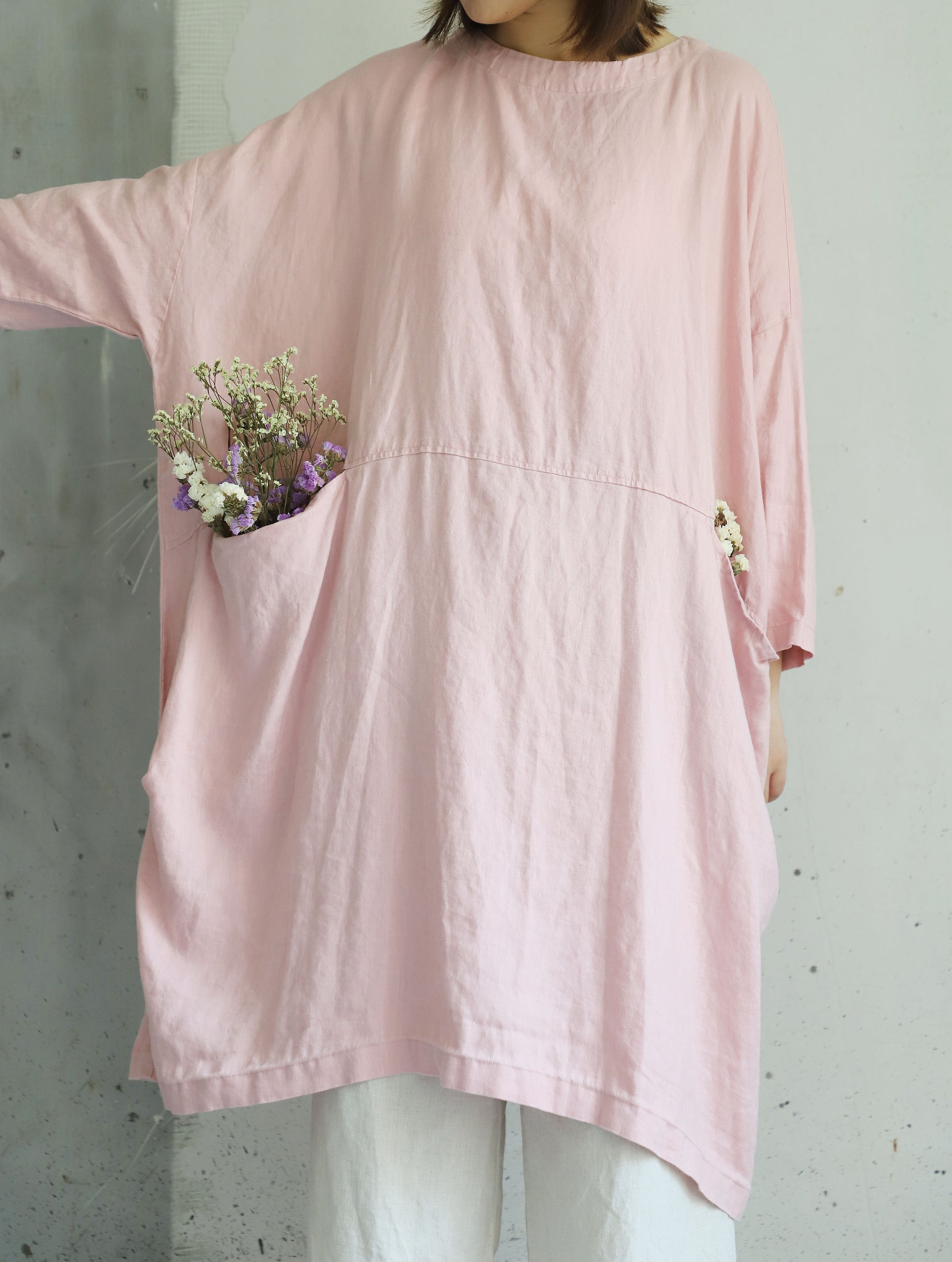 edoa Oversized Linen Smock Top Tunic