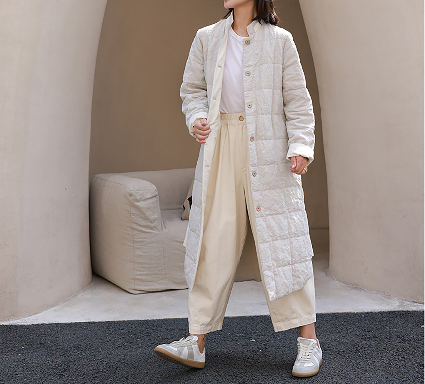 edoa Reversible Linen Down Coat 