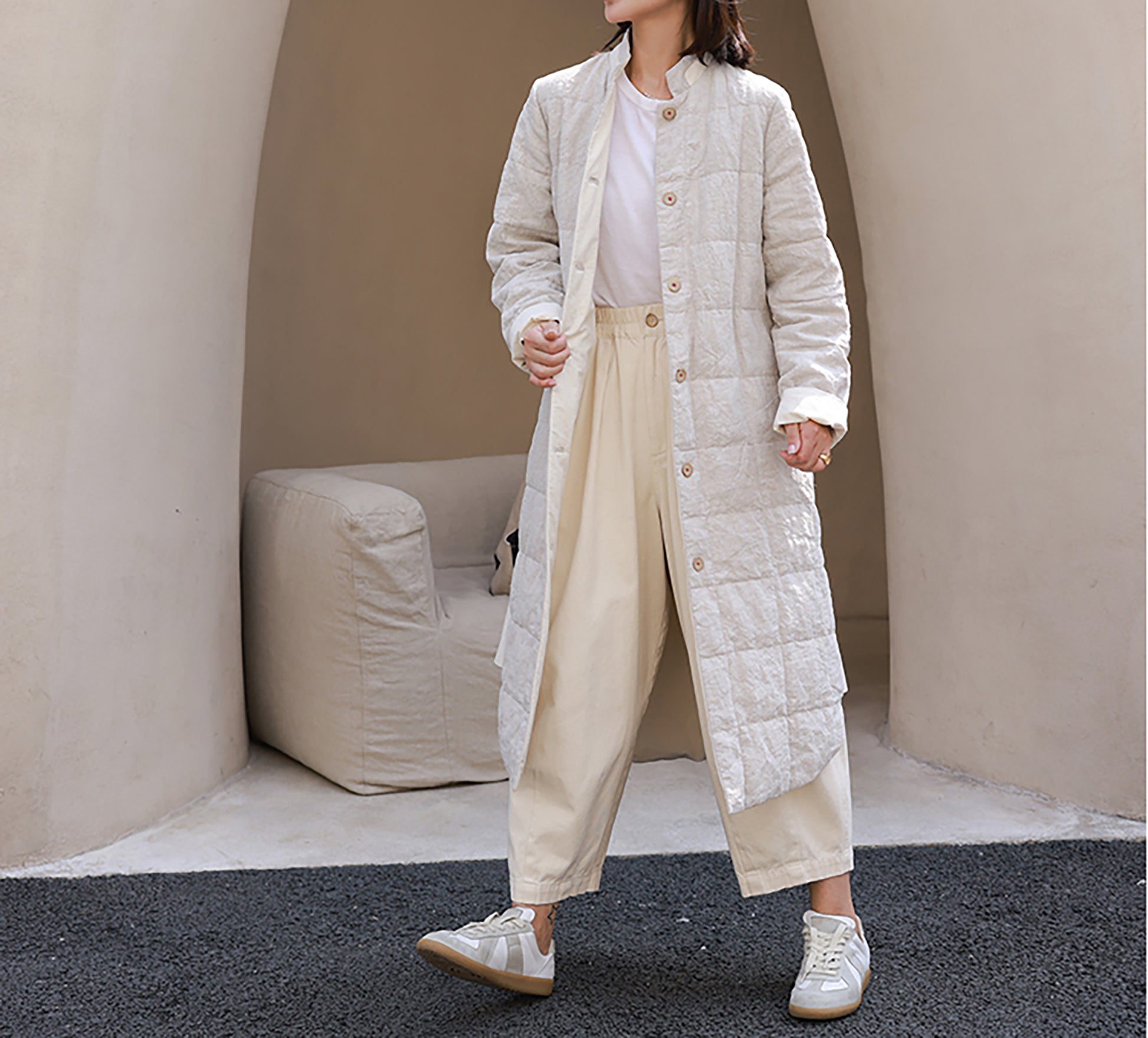 edoa Reversible Linen Down Coat 