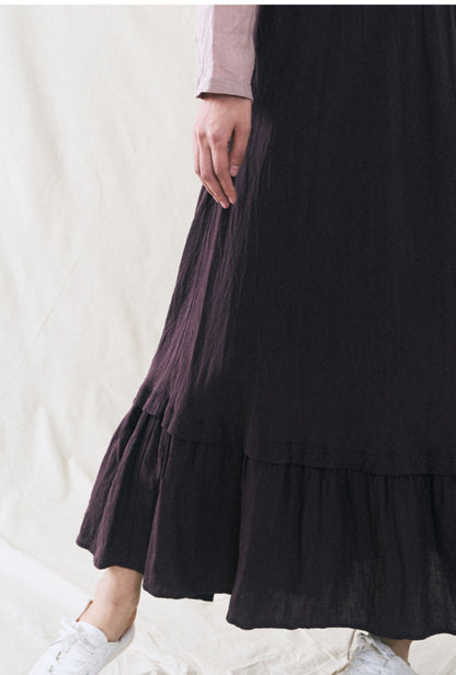 edoa Washed Linen Edwardian Walk Skirt