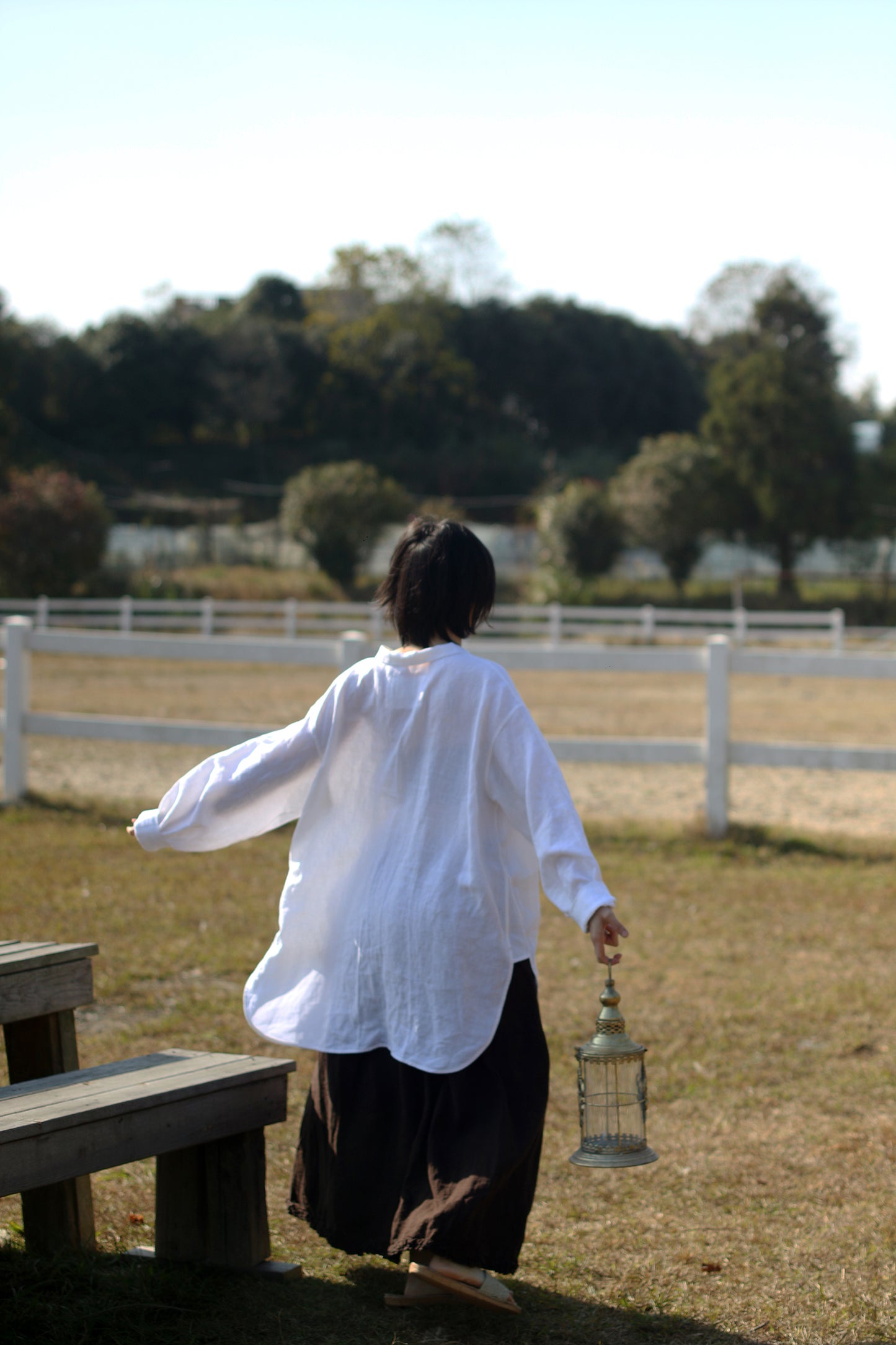 EDOA Oversized Two Way Collar Linen Shirt