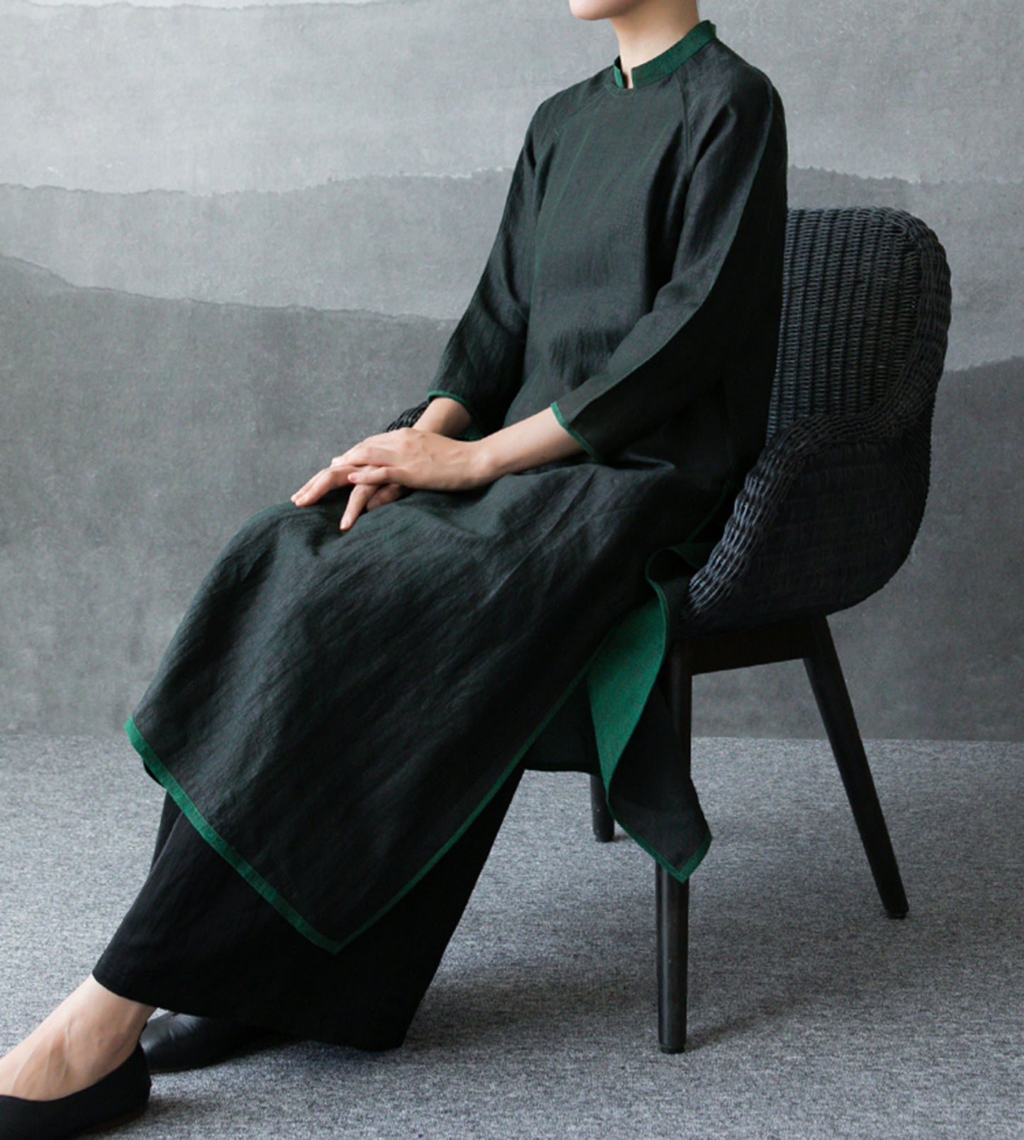edoa Cracked Mud Silk A-line Qipao 