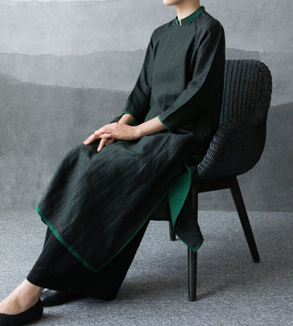edoa Cracked Mud Silk A-line Qipao 