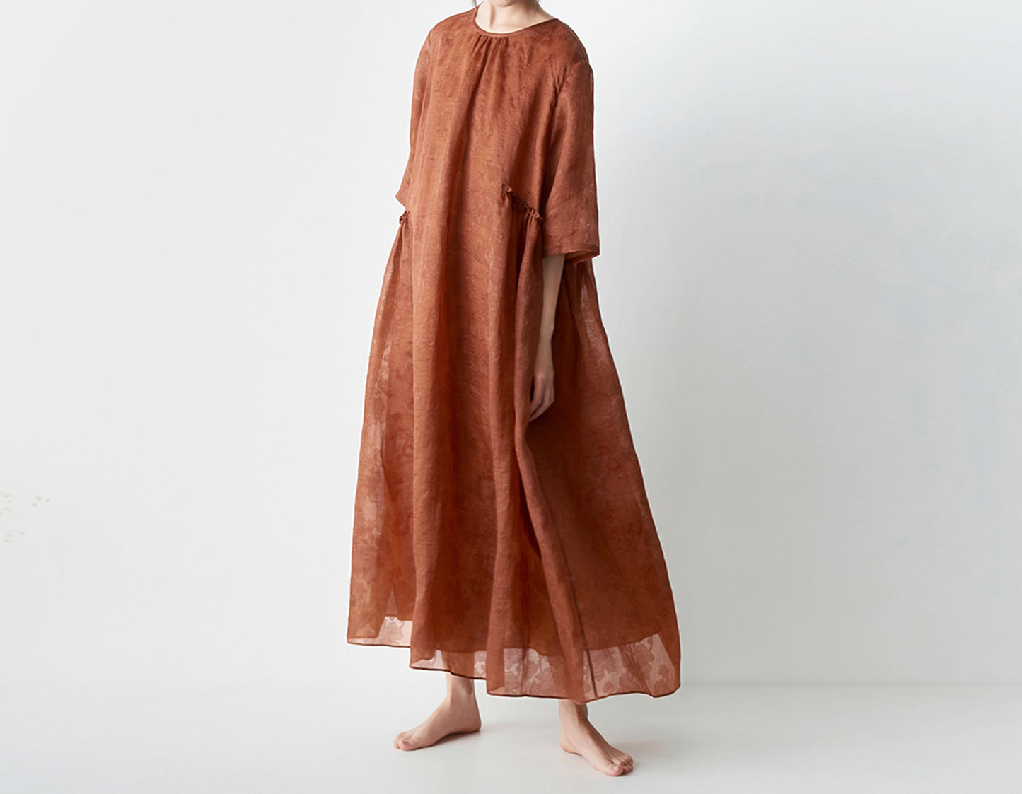 edoa Loose Mud Silk Jacquard Dress