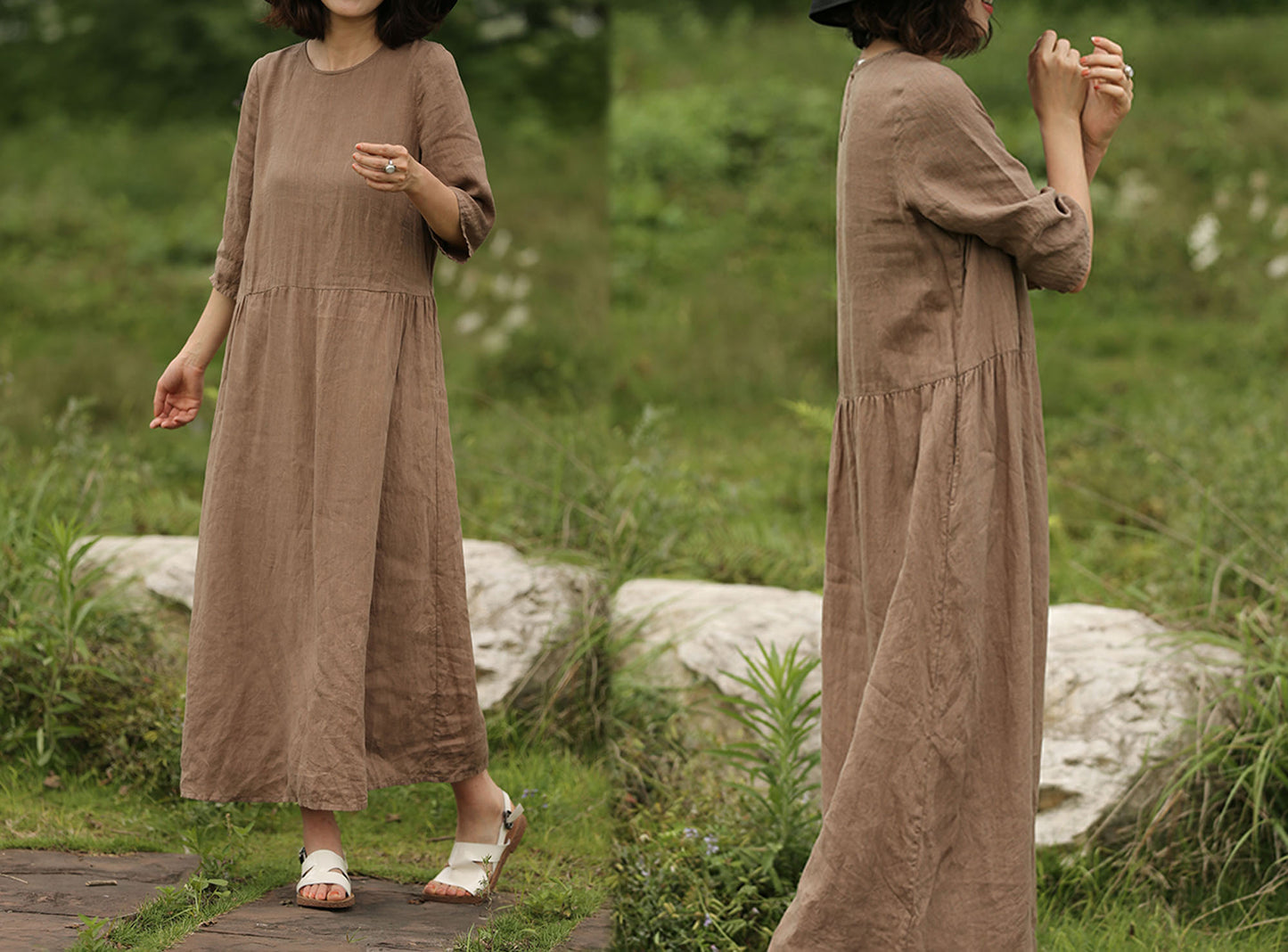 edoa Loose Linen Long Dress
