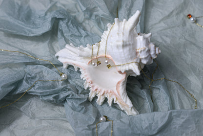 edoa Peal and Birthstone Duo Clavicle Chain