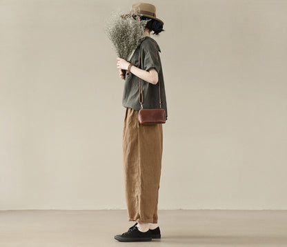 edoa Tapered Boyfriend Heavy Weight Washed Linen Pants