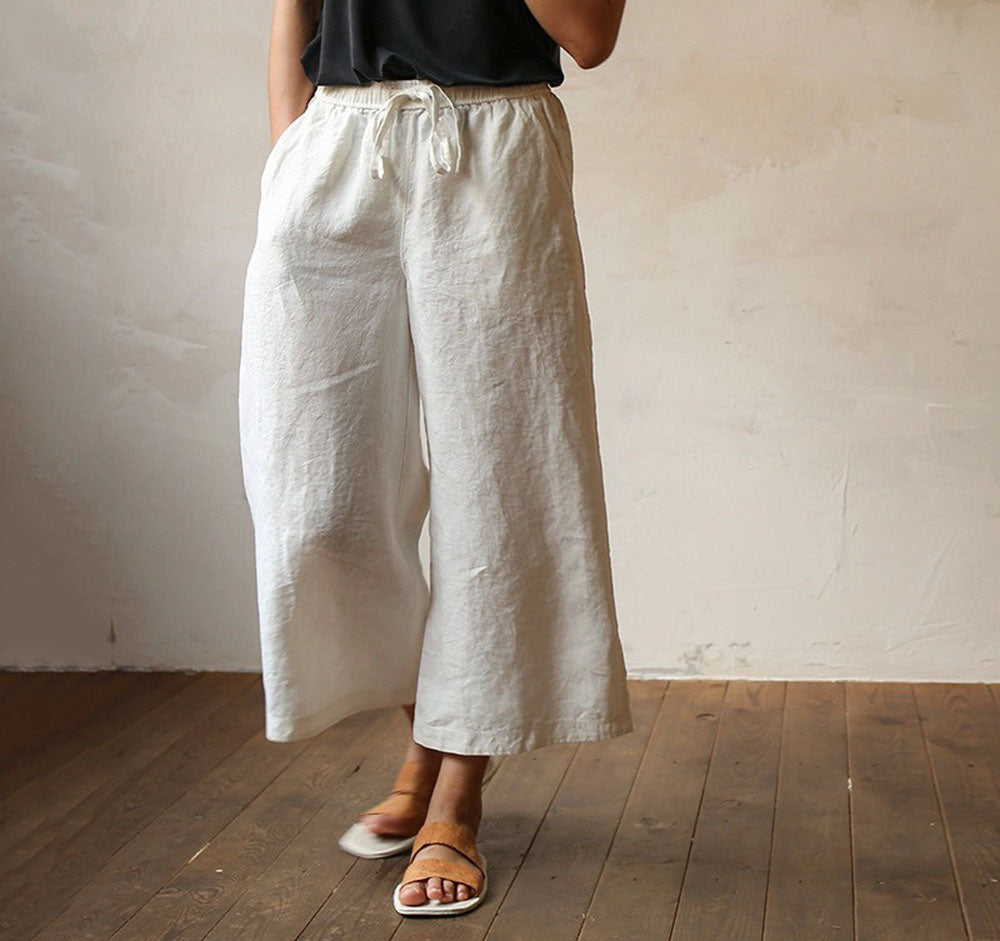 edoa Wide Leg Hemp Linen Pants