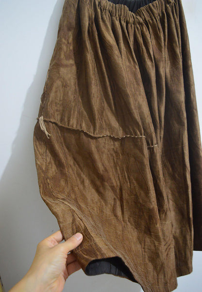 Mud Silk Linen Blend Jacquard A-line Pintuck Skirt sk0063 X304