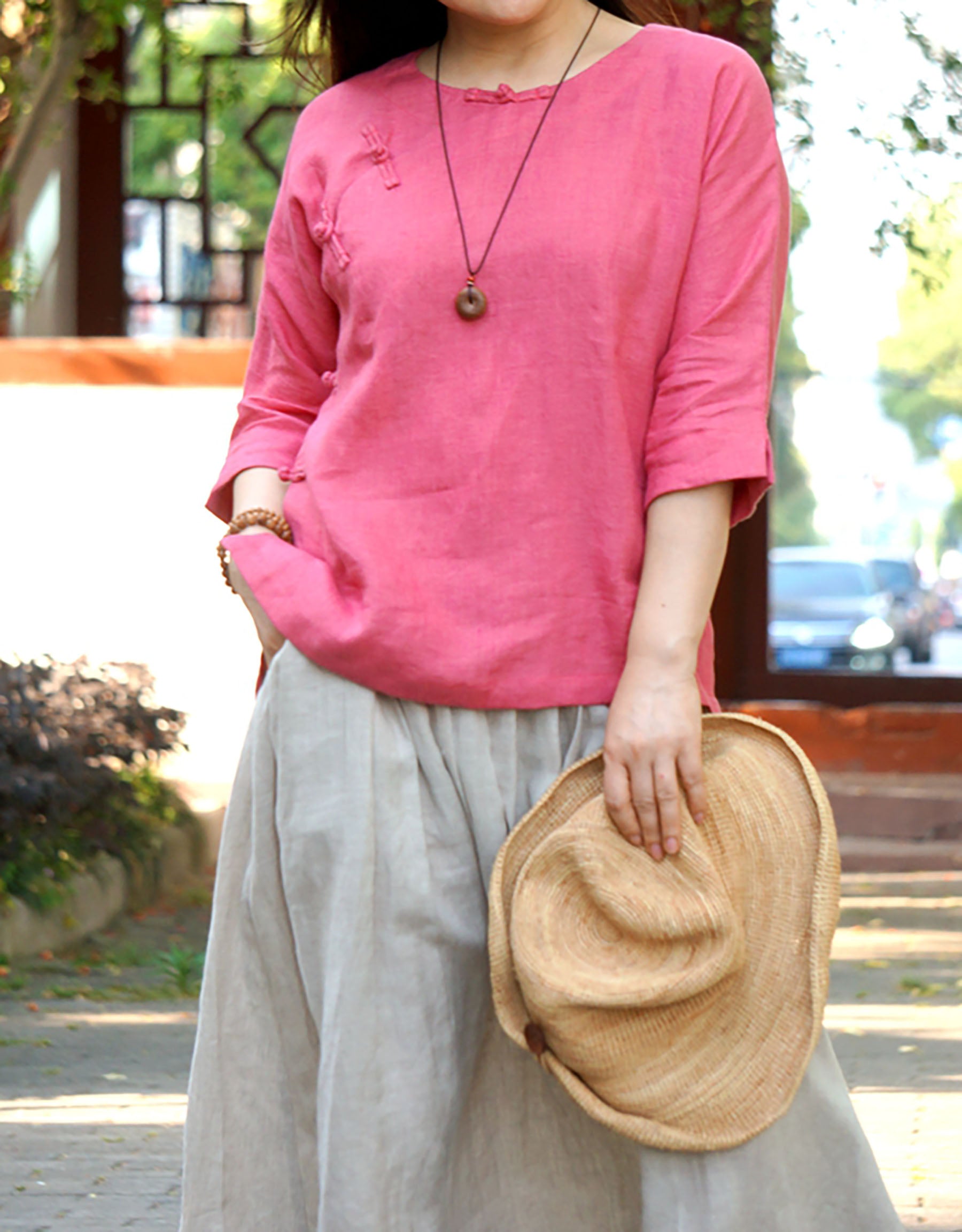 edoa Linen Cheongsam Blouse