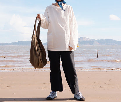 edoa White Linen Fishermen's Smock