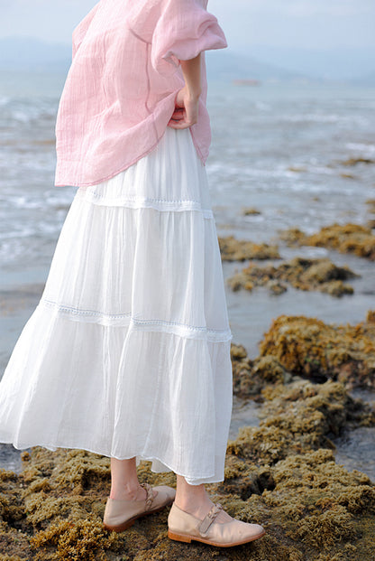 edoa Crinkled Tiered Maxi Skirt