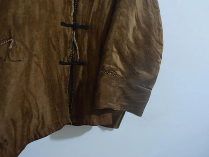 Oversized Mud Silk Linen Blend Jacquard Chinese Jacket ja0056 X303