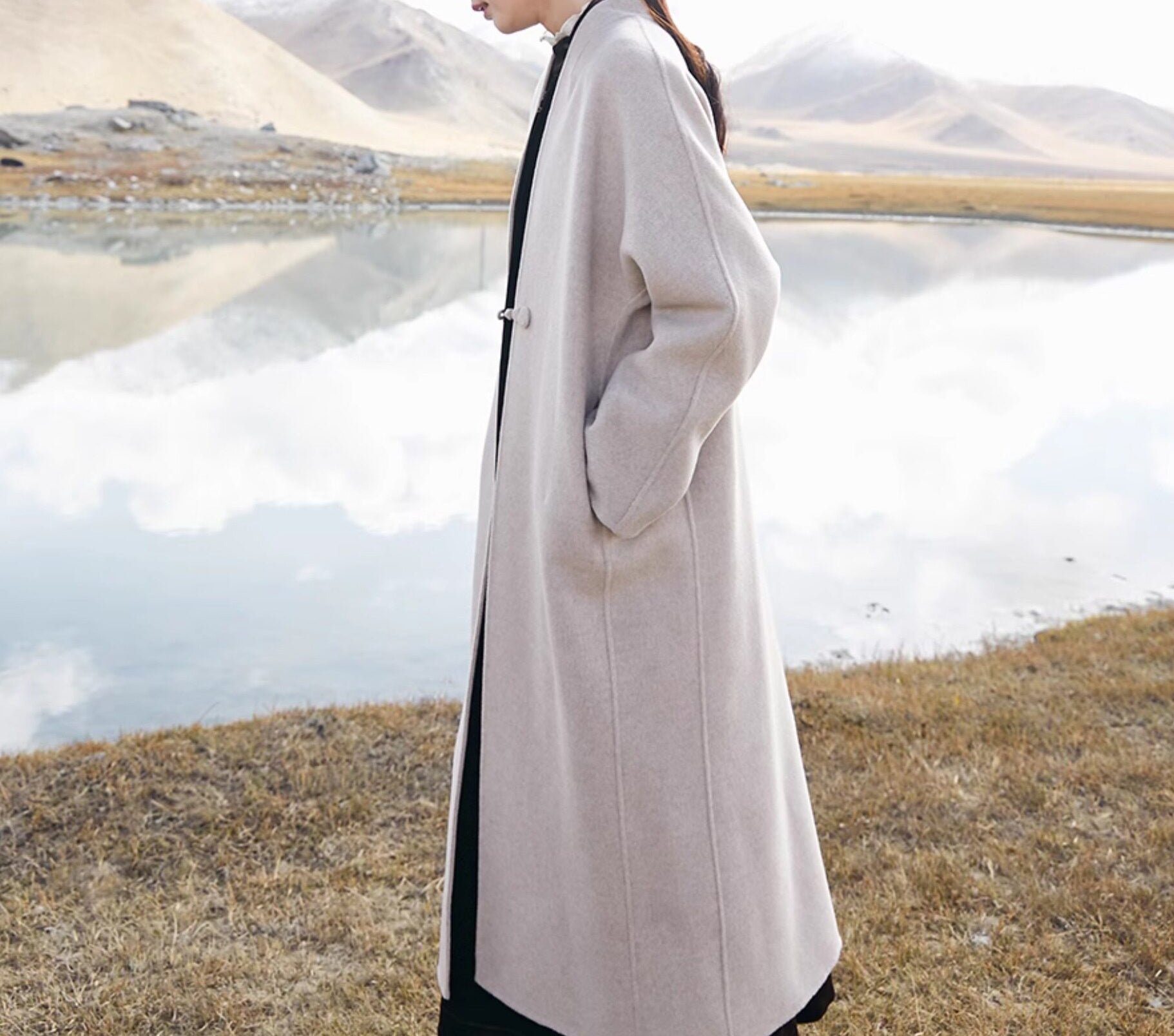 edoa Minimalist Modern Chinese Double Face Wool Coat