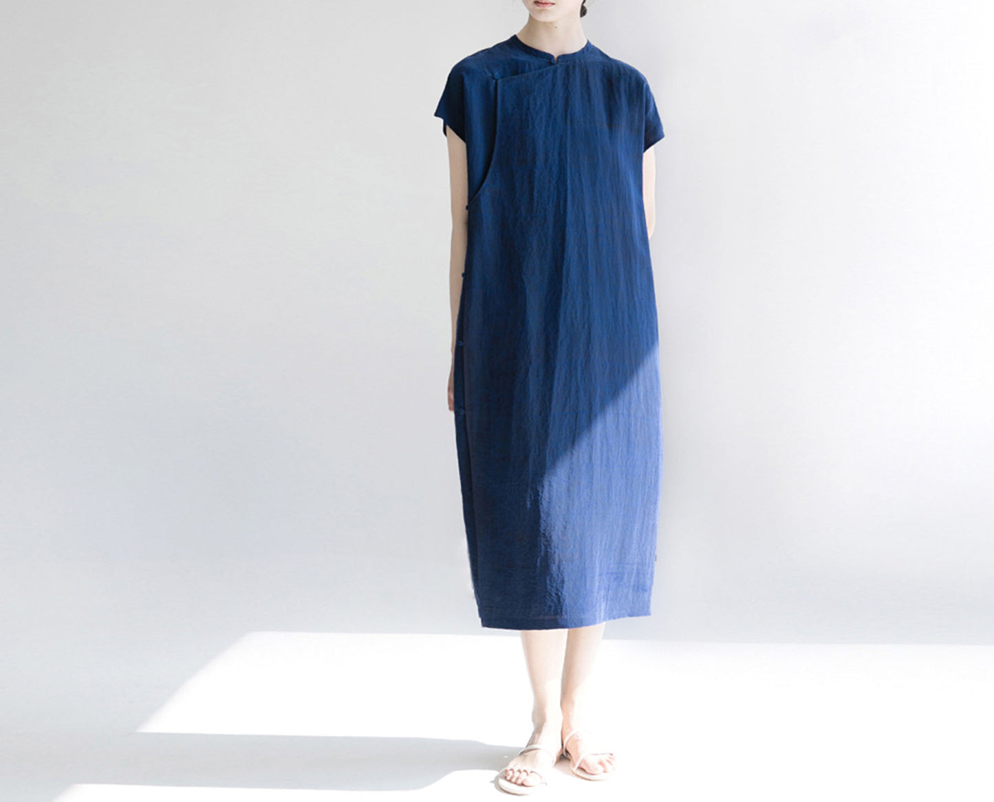 edoa Cracked Mud Silk Qipao Dress