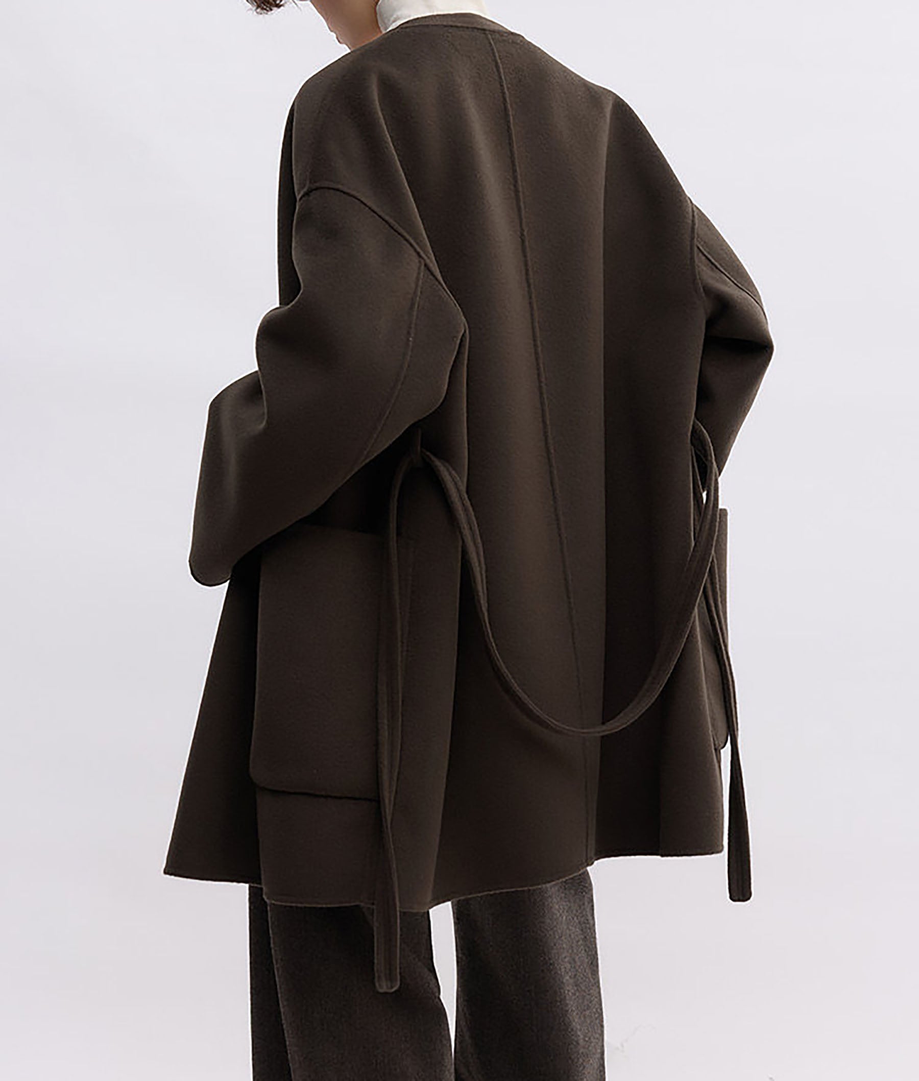 edoa V-neck Double-faced Wool Wrap Coat