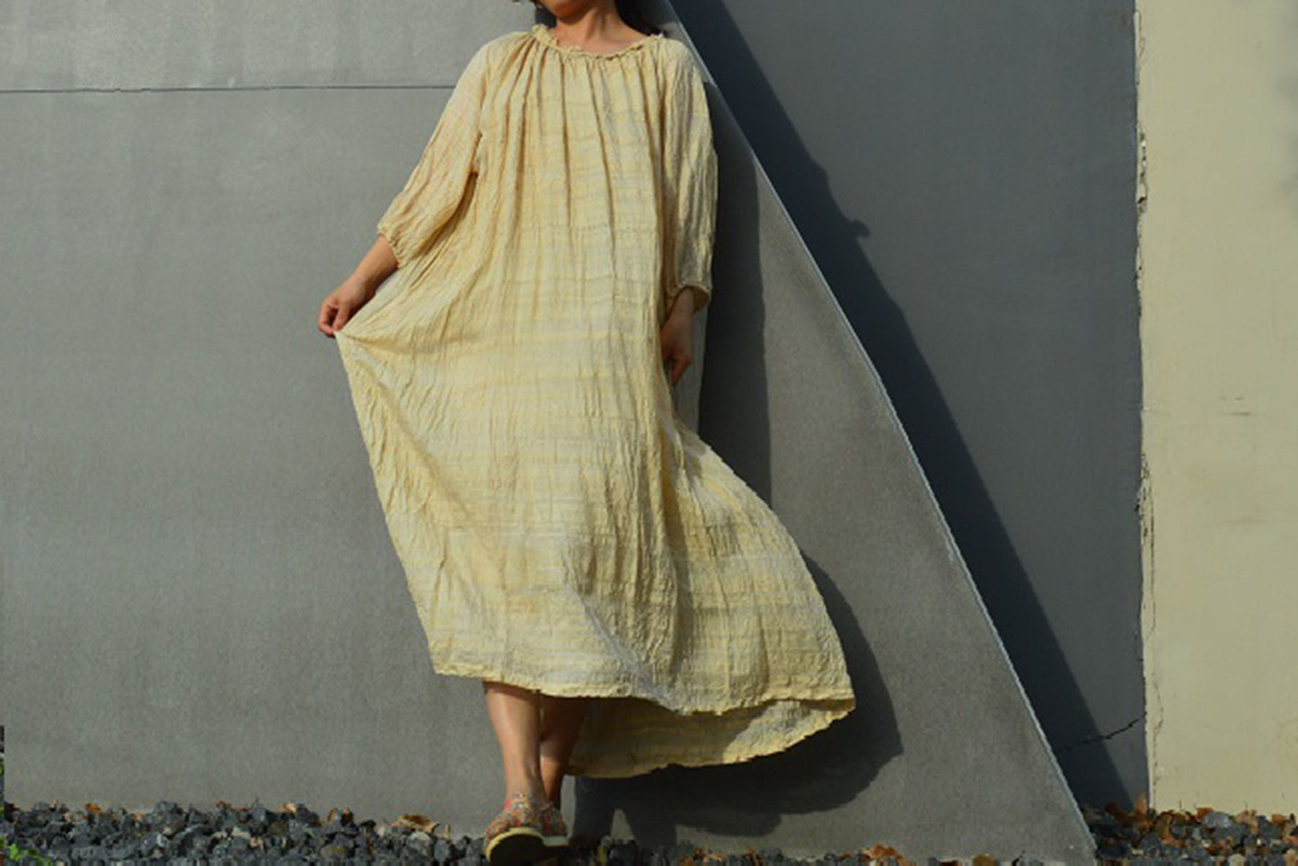 edoa Super Loose Fitting Hand-spun Tussah Silk Dress