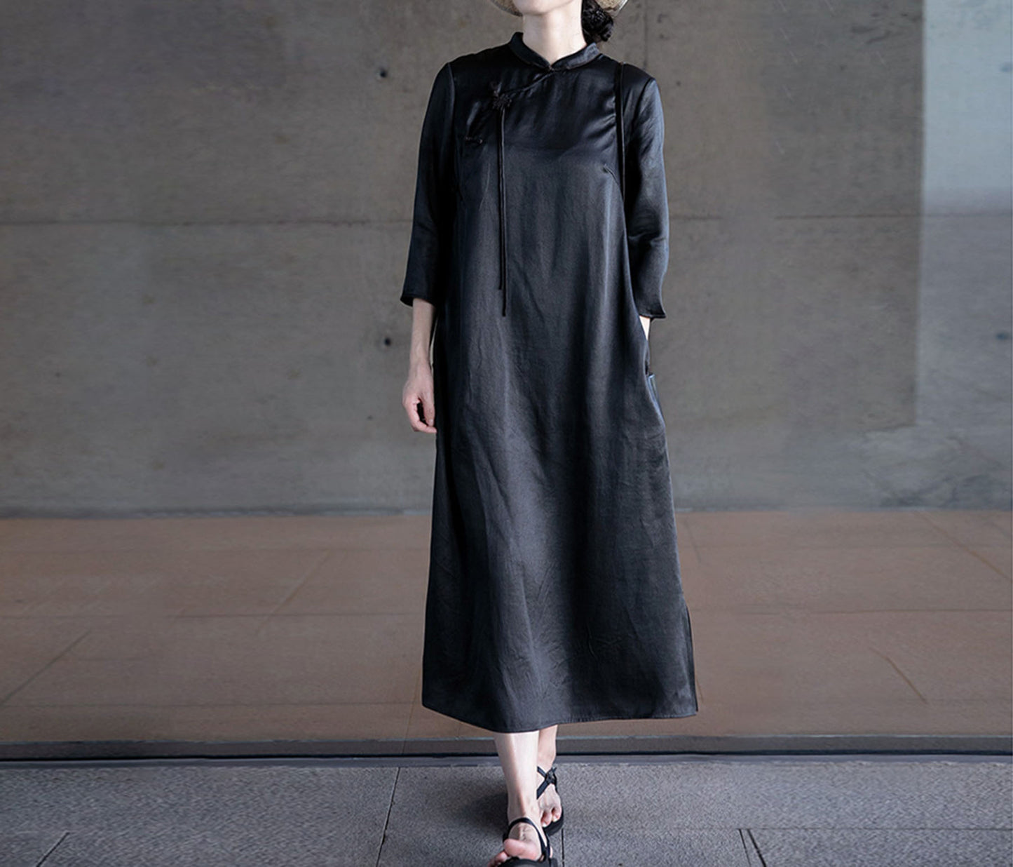 edoa Mud Silk Satin Qipao