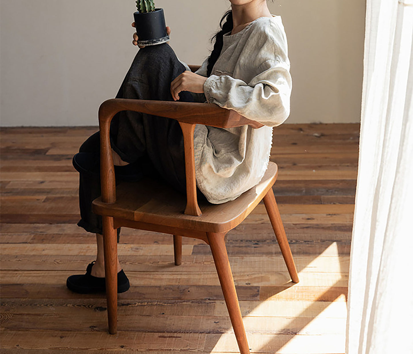 edoa Loose Fit Linen Long Sleeve Pullover Shirt 
