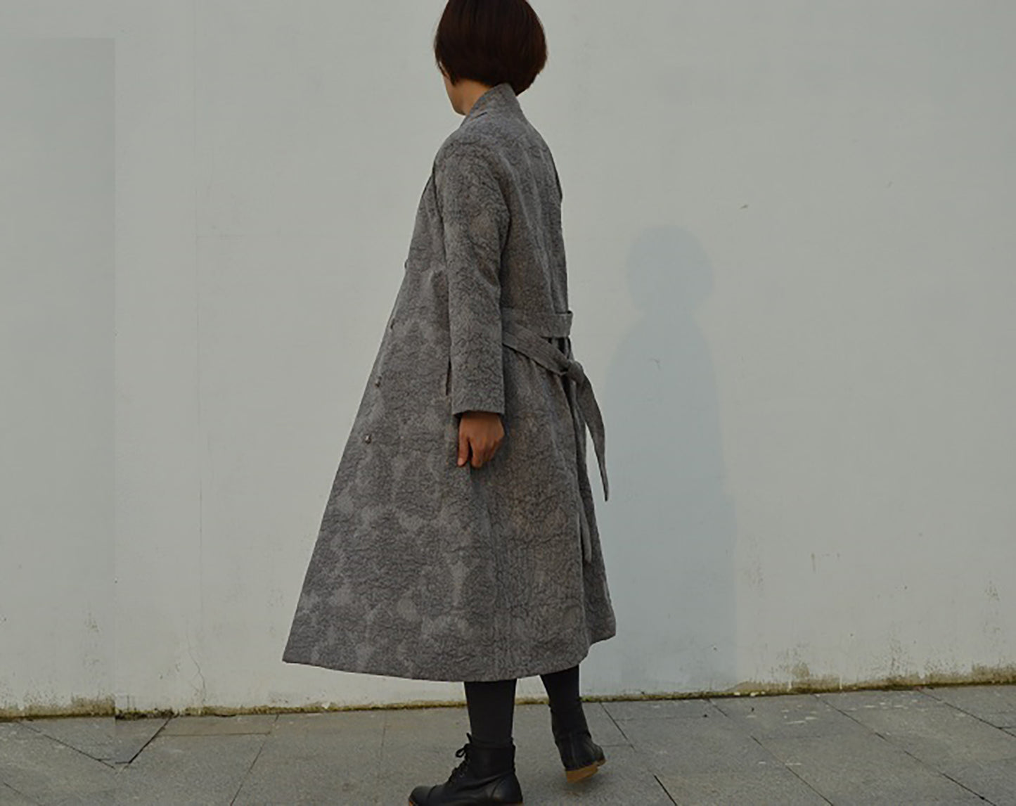 Gray Heavy Weight Linen Cotton Blend Trench Coat co0212 507