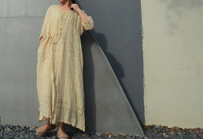 edoa Embroidered Hand-spun and Hand Woven Silk Dress