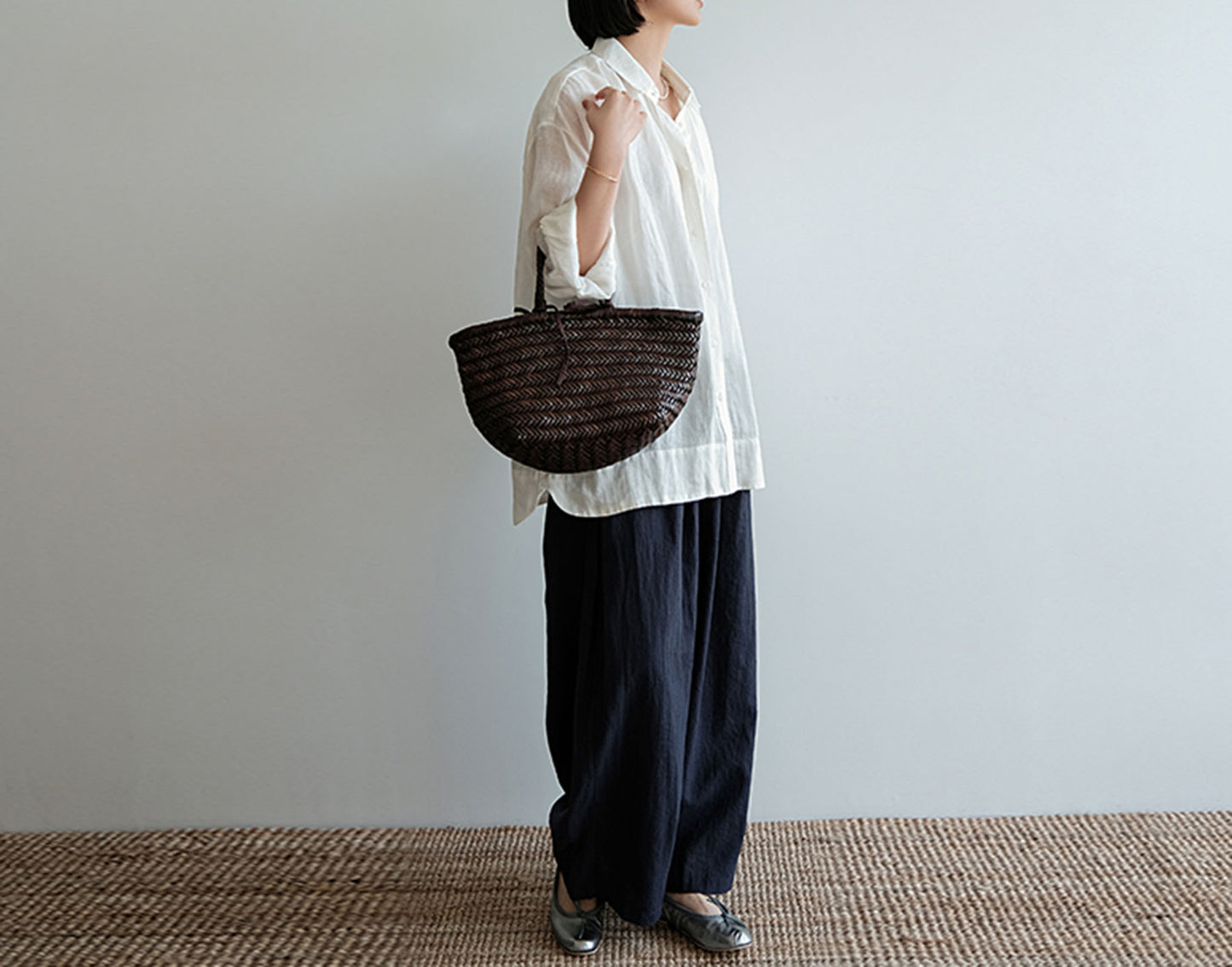 edoa Ramie Cotton Blend Wide Leg Pants