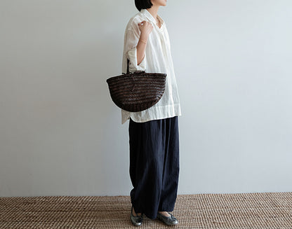 edoa Ramie Cotton Blend Wide Leg Pants