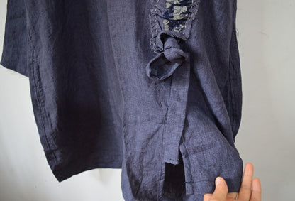 edoa Pinktucked Linen Tunic Top