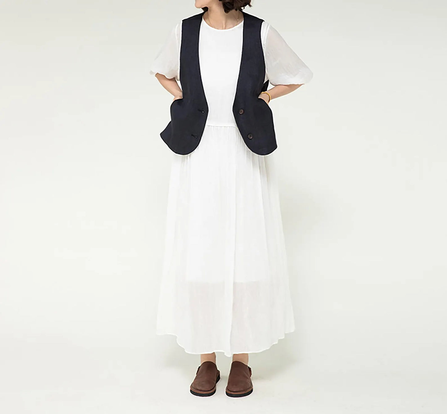 edoa Silk Linen Blend Maxi Dress