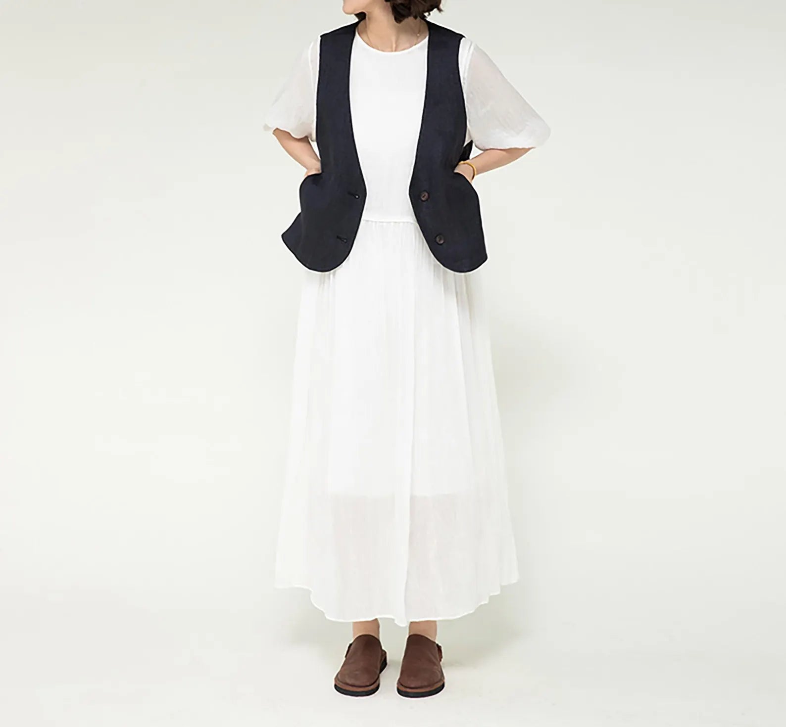 edoa Silk Linen Blend Maxi Dress