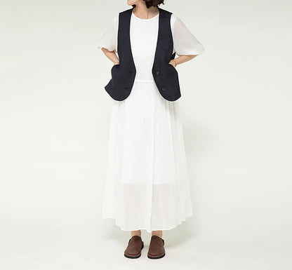 edoa Silk Linen Blend Maxi Dress