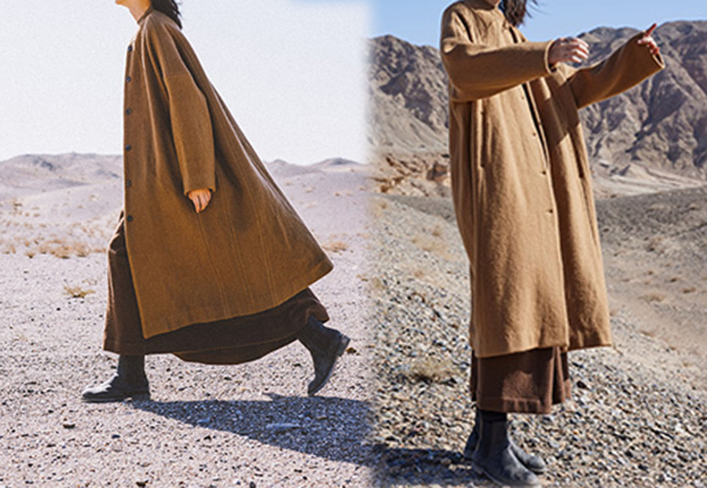 edoa Winter Boiled Wool Oversized Coat 