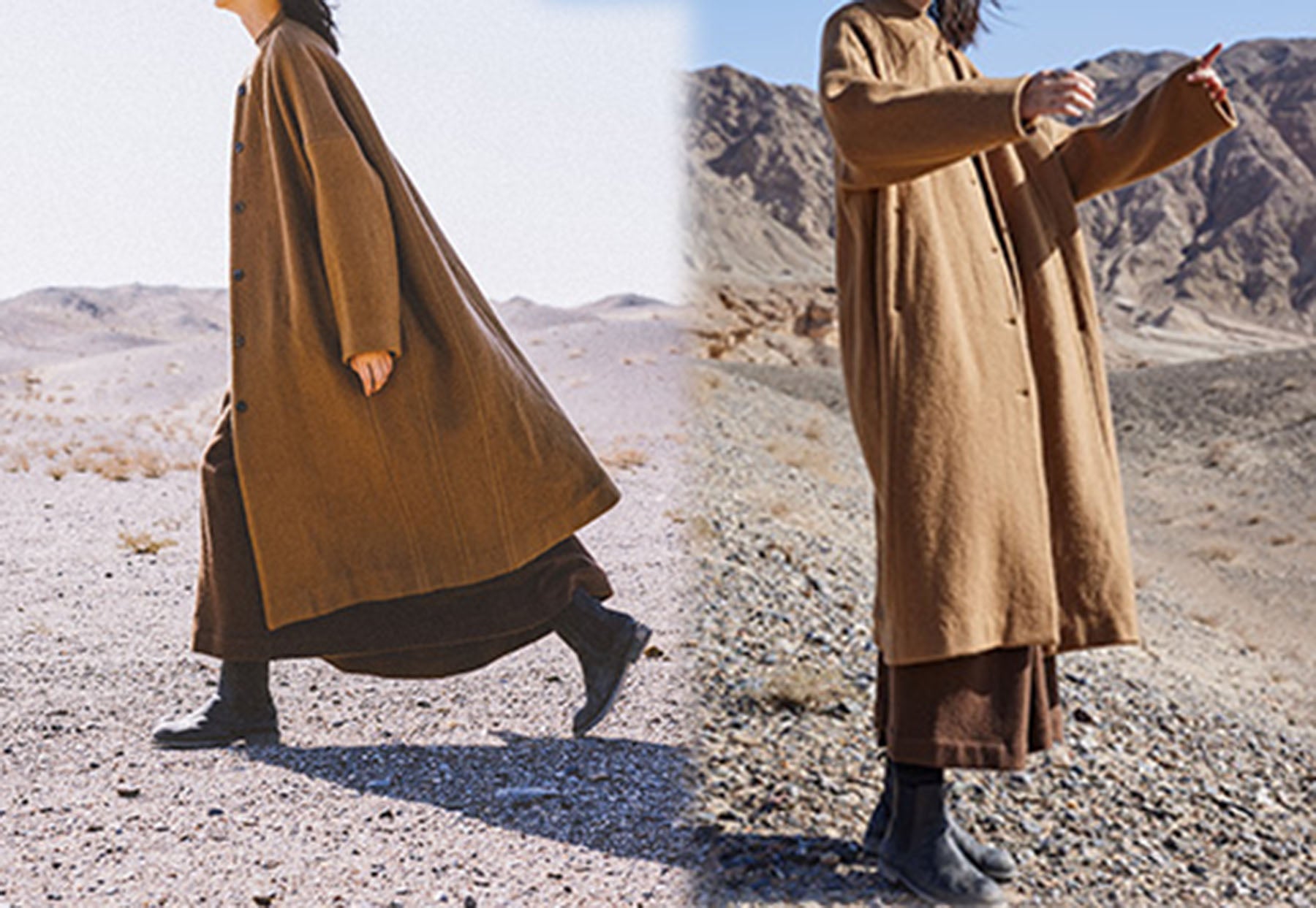 edoa Winter Boiled Wool Oversized Coat 