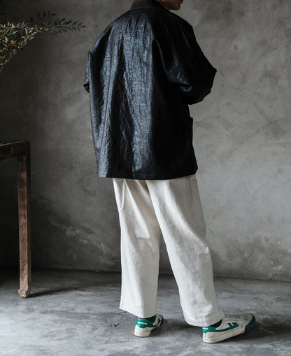 edoa Cracked Mud Silk Haori Jacket