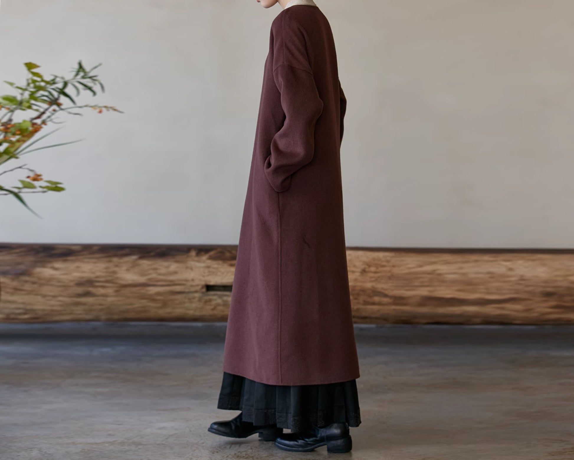 edoa Double Faced Wool Chinese Dress