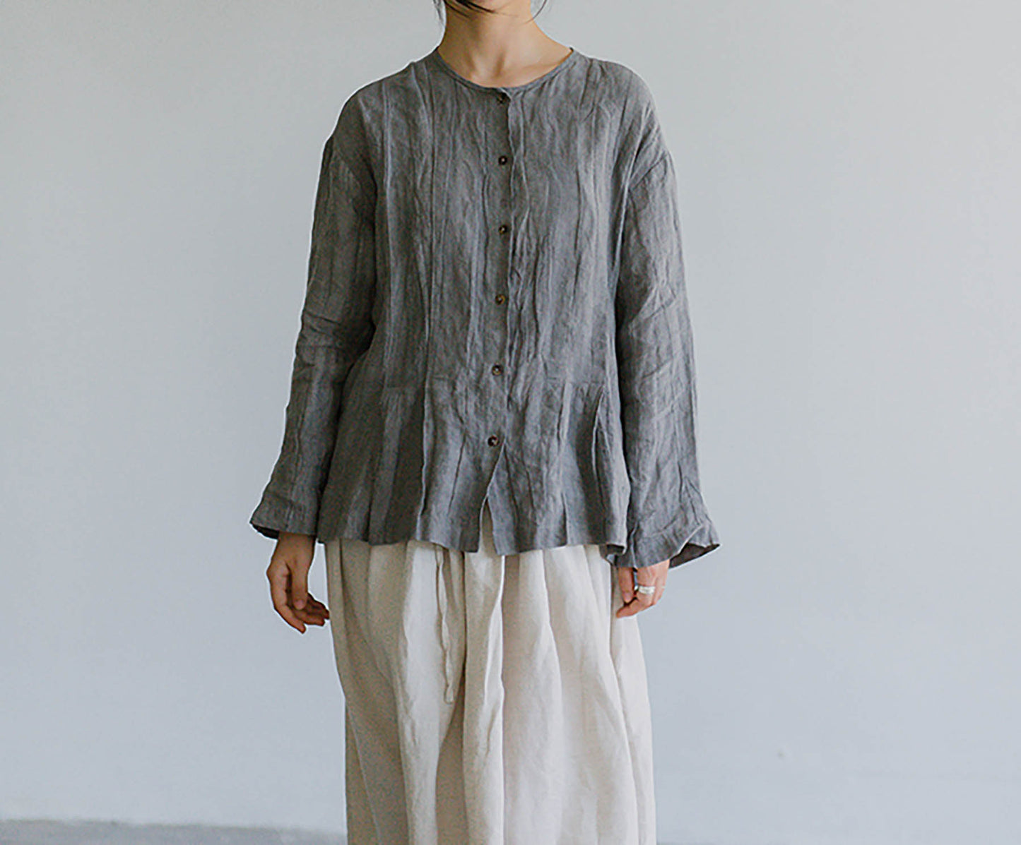 edoa Crinkled Tie Dyed Linen Pleated Shirt