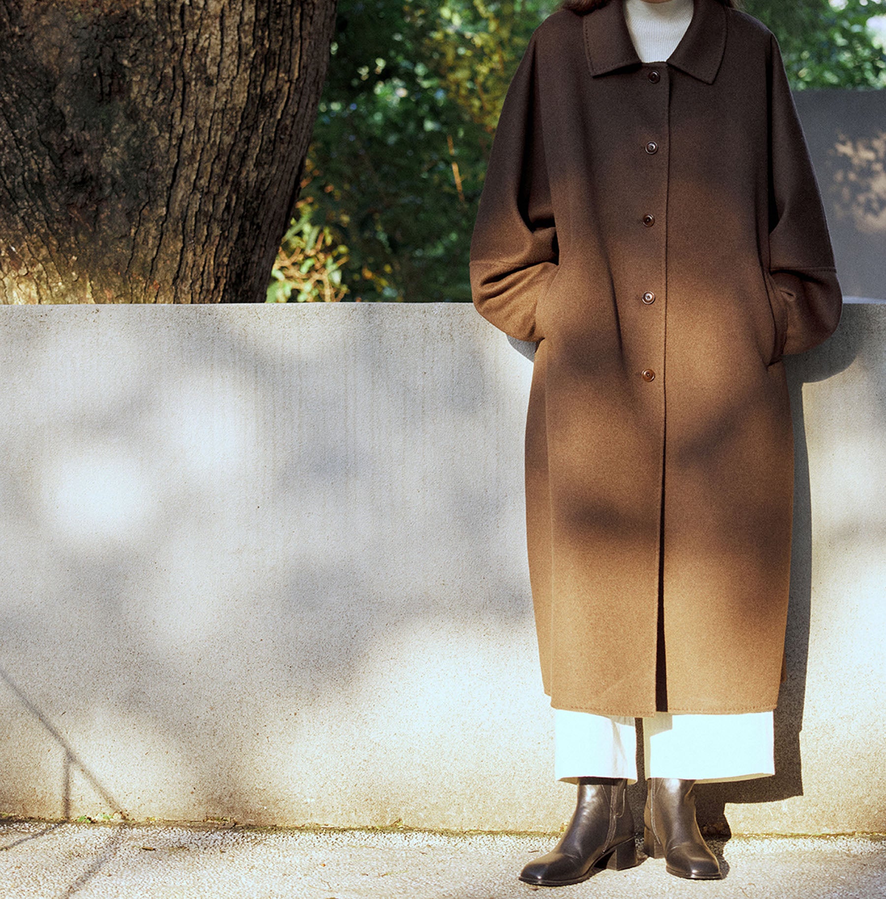 edoa Minimalist Double Faced Wool Oversized Coat 