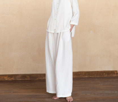 edoa Heavy Weight Linen Wide-leg Pants 