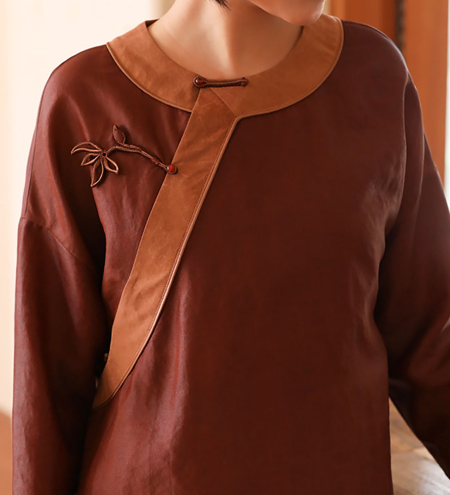 edoa Luxury Cracked Mud Silk Habotai Chinese Style Cheongsam