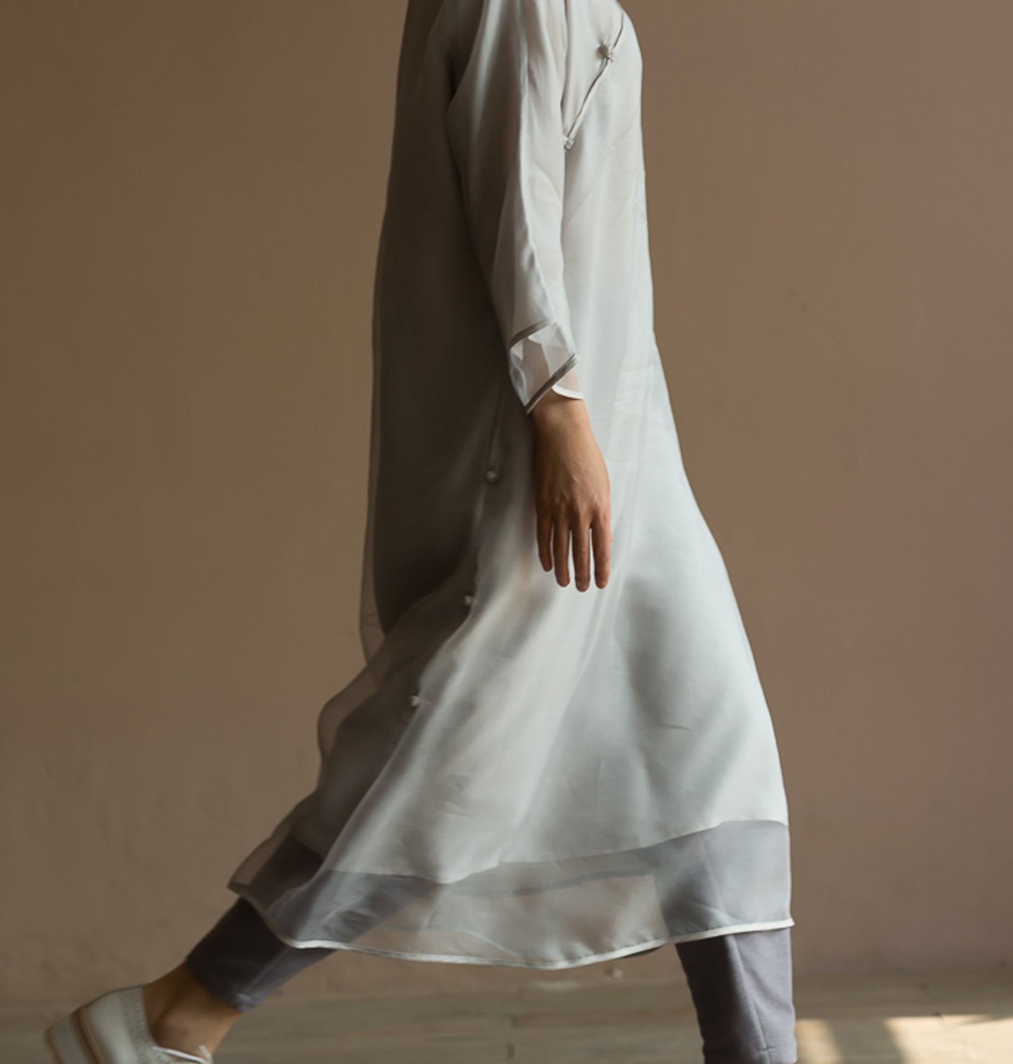 edoa Modified Silk Organza Cheongsam Dress