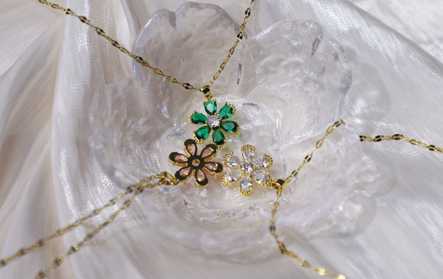 edoa Vintage Floral Birthstone Necklace