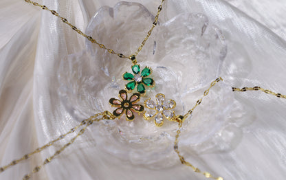 edoa Vintage Floral Birthstone Necklace