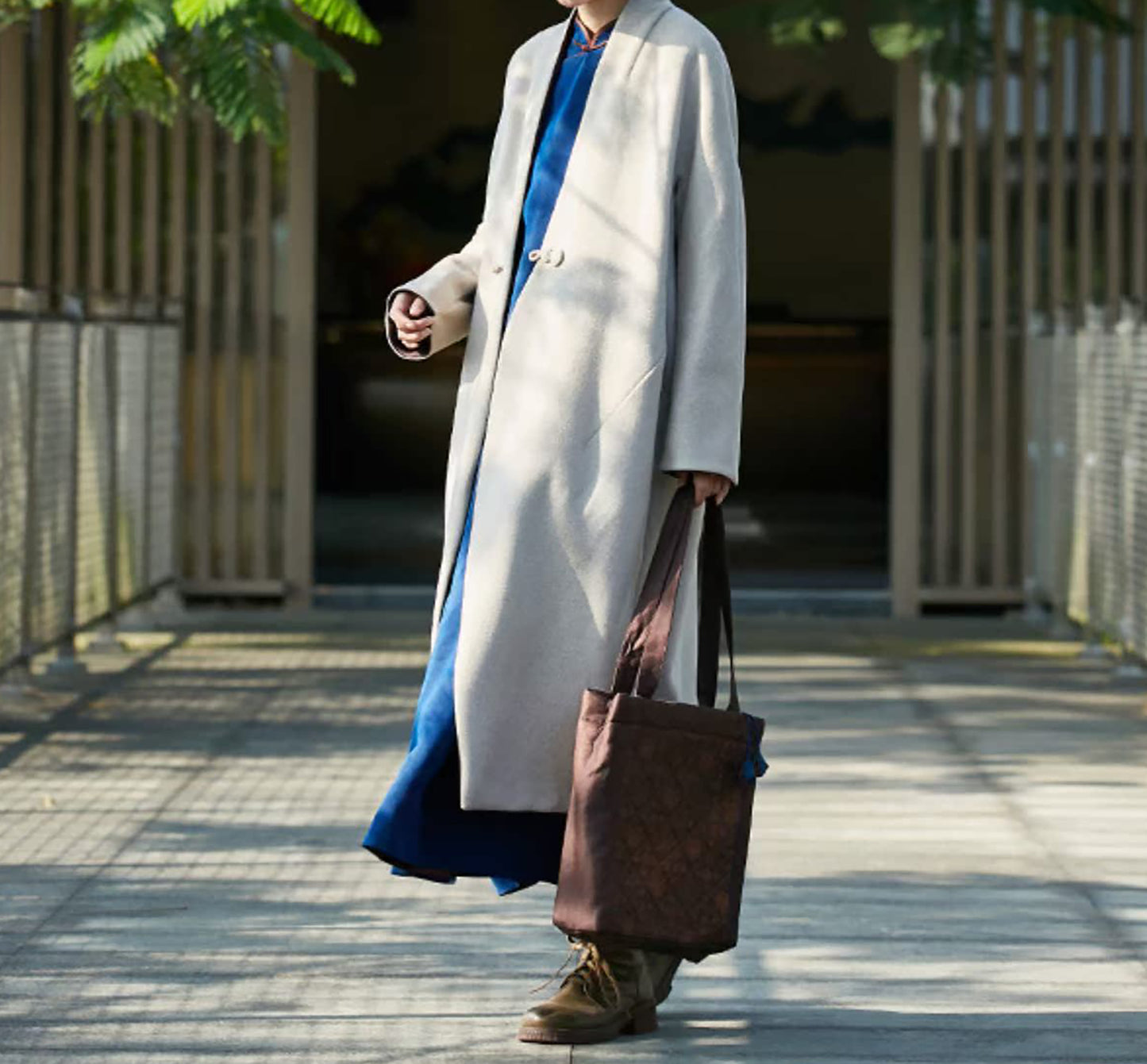 edoa Reversible Double Face Wool and Mud Silk Hanfu Coat 